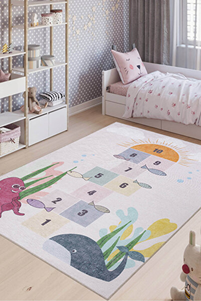 ARTLOOP Minor Dokuma Taban Dekoratif Renkli, Seksek Desenli Çocuk Halısı AL 415