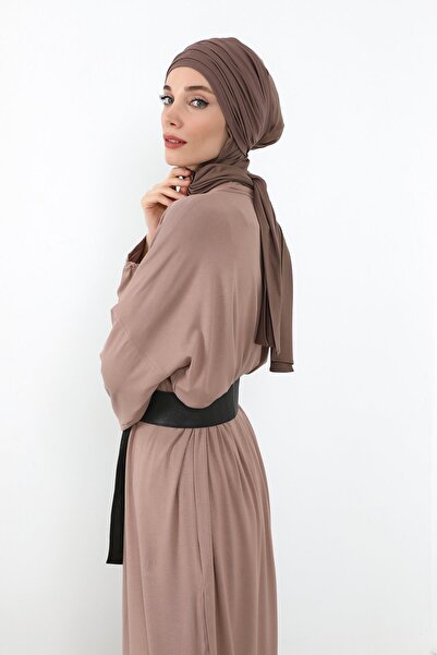 Aisha's Design Combed Cotton Boneli Ready-Made Combed Cotton Hooded Shawl Two-Piece Set, Ps-57, Chocolate