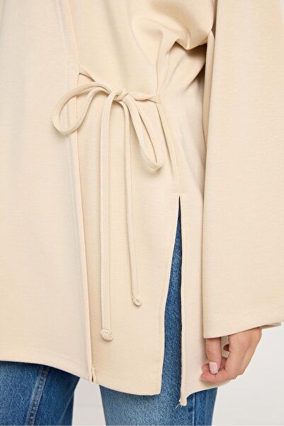 minaaise Women's Stone Oversize Long Kimono Soft Modal Jacket 30006