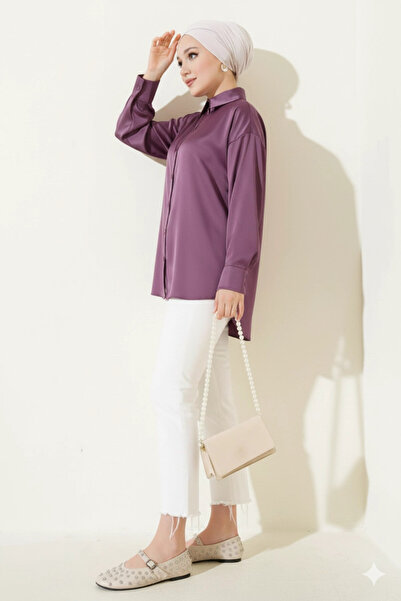 hazelin Cămașă pentru femei din satin liliac HZL25W-BD139641