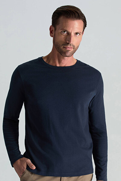 Hemington Kaşmir Pamuk Karışım Lacivert Uzun Kollu T-Shirt