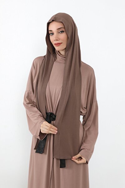 Aisha's Design Combed Cotton Boneli Ready-Made Combed Cotton Hooded Shawl Two-Piece Set, Ps-57, Chocolate
