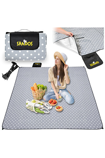 Other Pătură de picnic, saltea de plajă izolată, 200 x 200, ancore impermeabile, buline mari