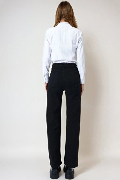 VAGGON Women's Black 5-Pocket Wide Leg Palazzo Jeans Vs01019