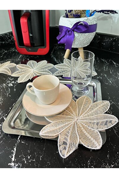 Butik Bardak altı sunumluk kokteyl dantel floş model 6 lı paketlerde sınırlı ...