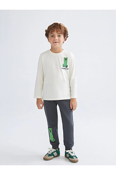 LC Waikiki Αγόρι μπλουζάκι με στάμπα LCW Kids Beige Crew Neck