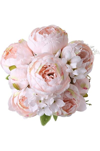 fun zone باقة زهور الفاوانيا الاصطناعية من XiuWoo مصنوعة من الحرير مع براعم م...