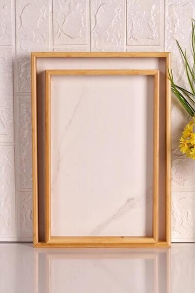 Atbyhome Bambum Marbella - Set of 2 Marble Patterned Trays White Medium Small