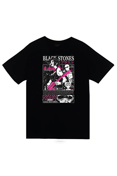 fame-stoned Black Stones Nana Printed Unisex 100% Cotton Black T-Shirt