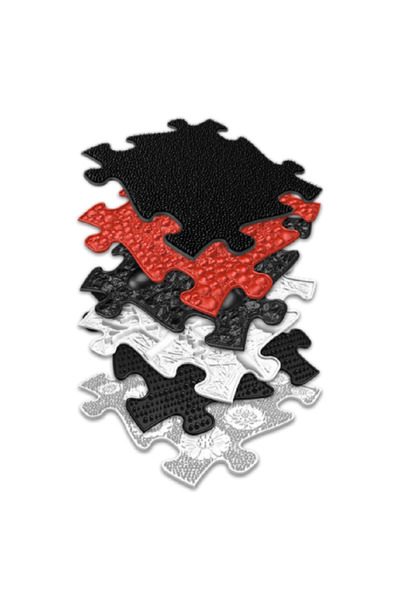 Muffik Covoras ortopedic senzorial puzzle Set Rosu si Negru pentru bebelusi