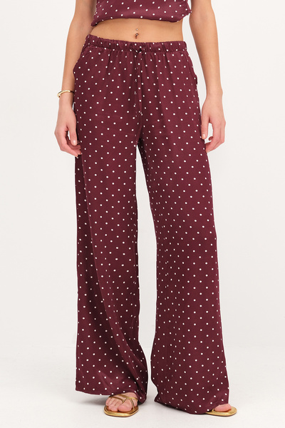 Addax Elastic Waist Polka Dot Pants Pn17512