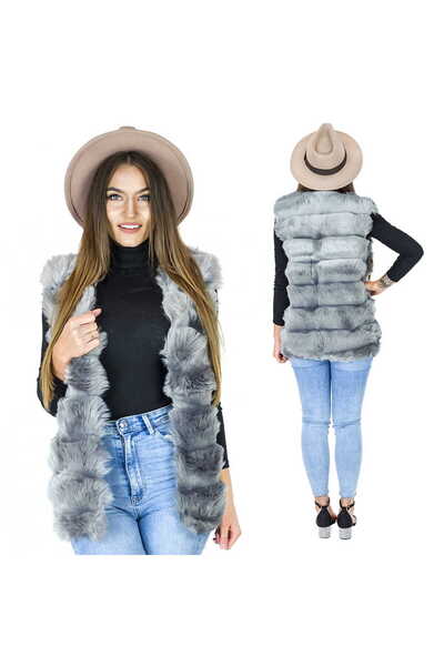 Other Fur vest, warm, light, feminine, soft, grey.