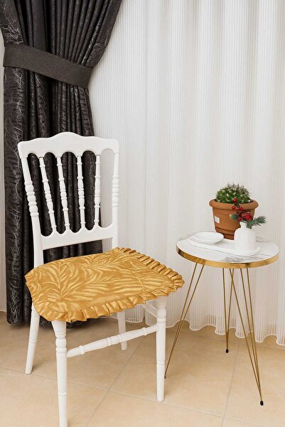 Genel Markalar Bahçe Balkon Mutfak Süngerli Fırfırlı Sandalye Minderi 6'lı