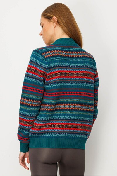 Desen Triko Women's Judge Collar Jacquard Wool Cardigan Early 20Th Century