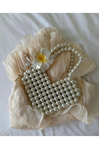 Newelry Bijuteri İnci boncuk kalp çanta