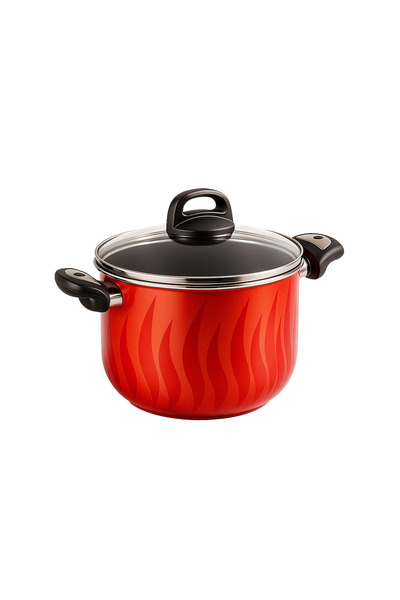 Kawashi قدر طهي غير لاصق ٢٢ سم | غطاء زجاجي مقوى مع فتحة تهوية للبخار