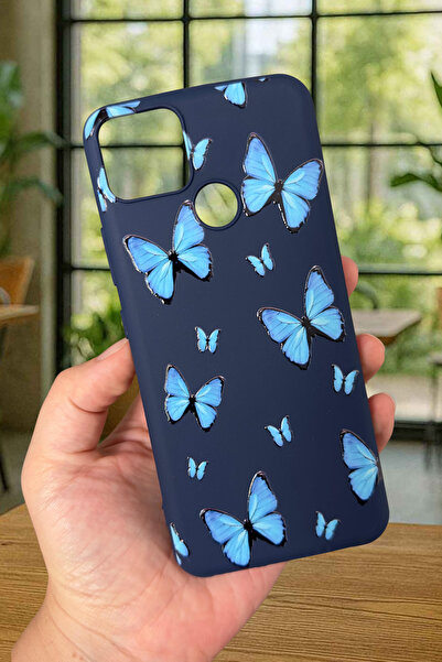 Vip Case REALME C25S Uyumlu Mavi Kelebek Desenli Silikon Darbe Emici Klasik K...