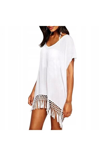 Other Kimono dress cape tunic pareo summer beach white boho with lace