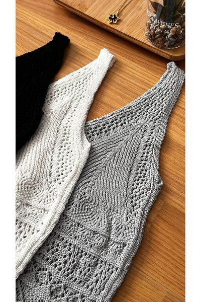 H&A İSTANBUL Bluză crop tricotată cu decolteu în V pentru femei, 3 bucăți