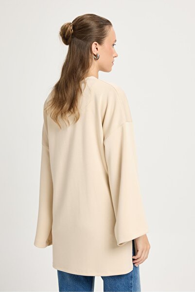 minaaise Women's Stone Oversize Long Kimono Soft Modal Jacket 30006