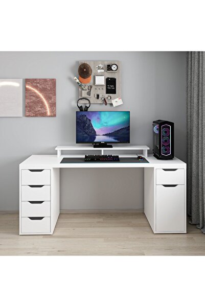 Minar Alen 180 Cm 5 Çekmeceli Dolaplı Çalışma & Oyuncu Masası - Beyaz
