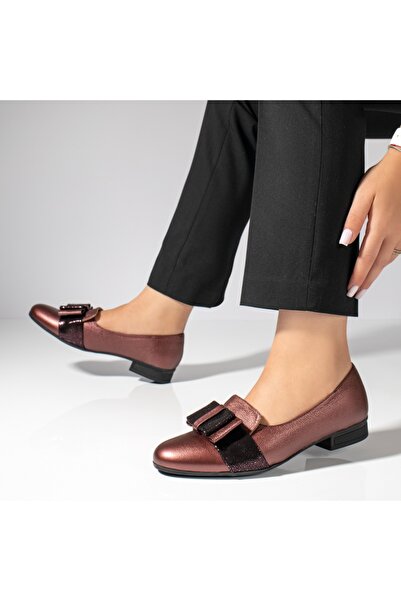 BMoD Women's burgundy shoes with thick heel and bow MOD06411