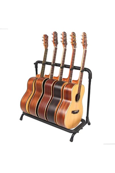 MegArya Floor Stand 5 Instruments Rack Bookcase P/ 5 Guitar Guitar Bass Guitar Reinforced Color Black Bertô