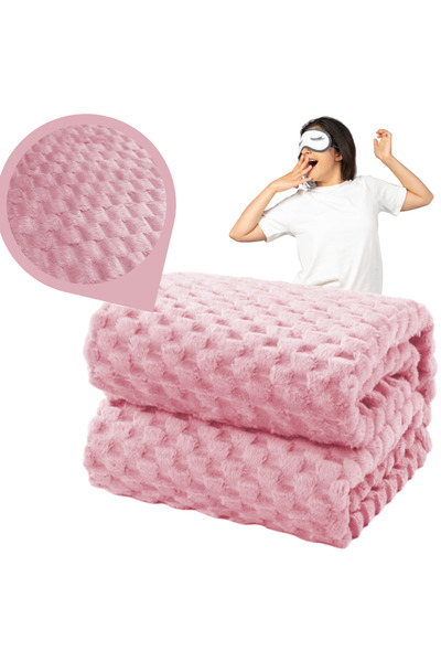 Other Pink embossed plaid quilt blanket 160x200 cm saint's day gift