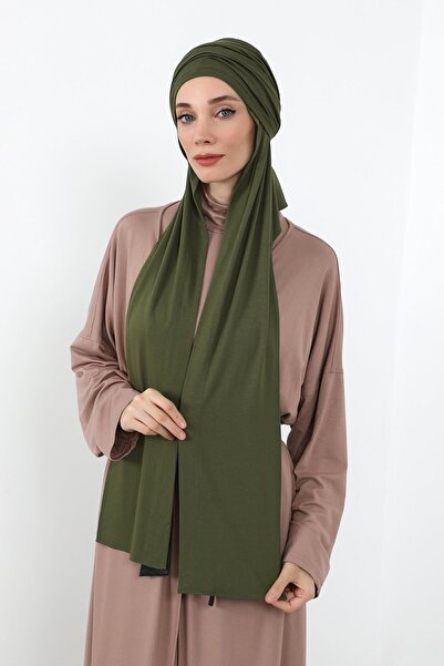 Aisha's Design Combed Cotton Boneli Ready-Made Combed Cotton Hooded Shawl Two-Piece Set, Ps-57, Khaki