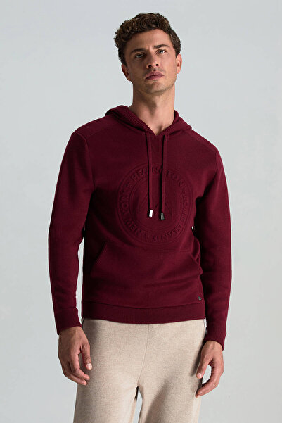 Hemington M Logolu Kapüşonlu Bordo Hoody
