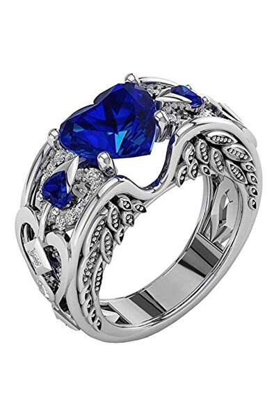 Generic Sterling Silver Natural Heart Shape Gemstones Birthstone Bride Wedding Engagement Ring