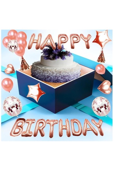 HALAMODO Rose Gold Decoration Balloons, Birthday Party Balloon Set, Kids Birthday Balloon