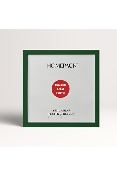 HOMEPACK 50X50 cm Green Wooden Framed Poster Frame, 3 Pieces Blank Frame, Green-Frame-50X50