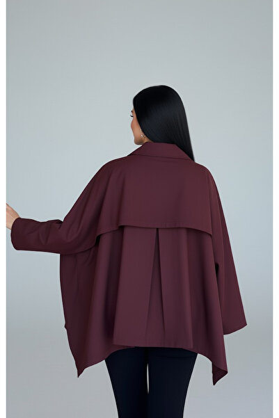 My Blog Plum Cape Model Trench Coat - 7603