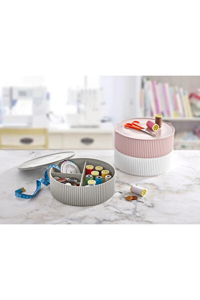 ÇERÇİCİ 3 Compartment Storage Container Sewing and Jewelry Box - White