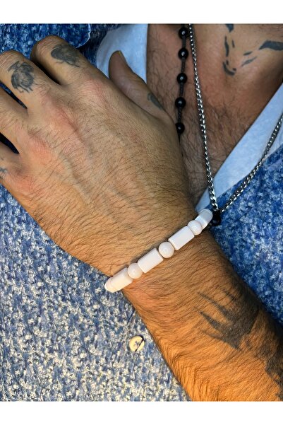 Mos Tespih White Original Onyx Natural Stone Bracelet