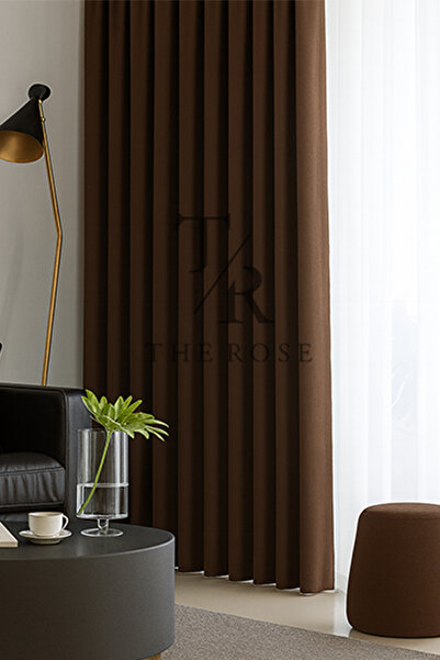 EÖ PERDE DÜNYASI Kahverengi Blackout, Karartma Perde, Pilesiz, Lüks, Tek Kana...