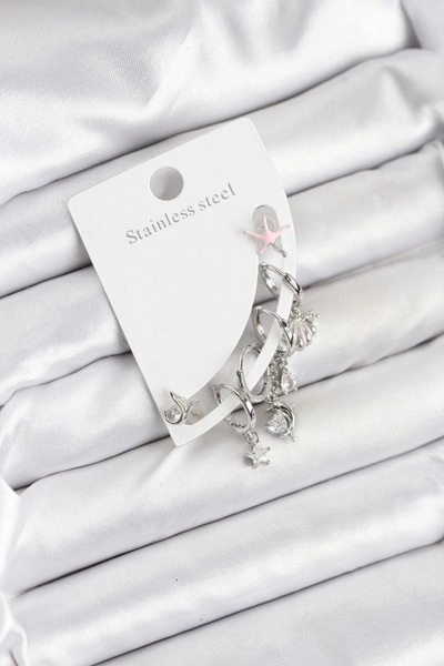 Belle Fusion مجموعة أقراط من النحاس الفضي اللون من BFS