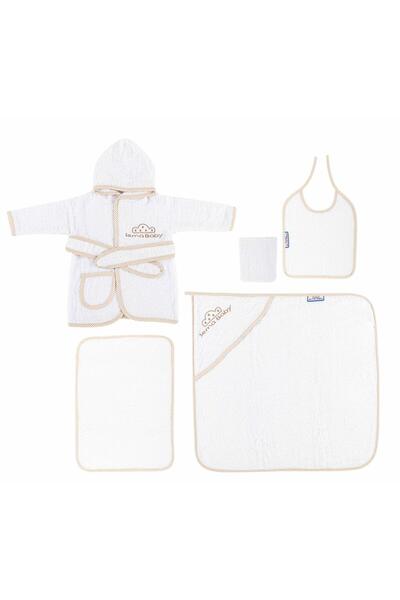 Indiehunterz Sema Baby 5 Piece Baby Bathrobe Set - Ecru