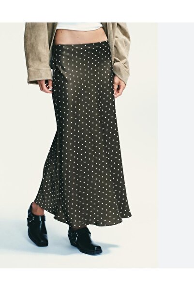 DİMA Polka Dot Patterned Skirt with Hidden Elastic Waistband Detail