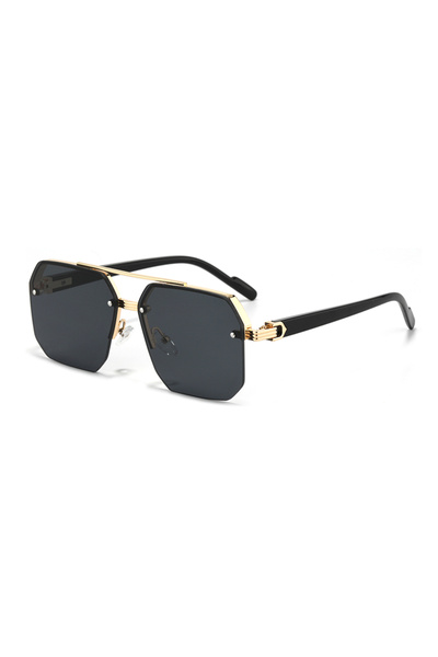 Choice gold black Oversize Retro Double Bridges Polygon Square Metal Men Sunglasses Fashion Gradient Shades