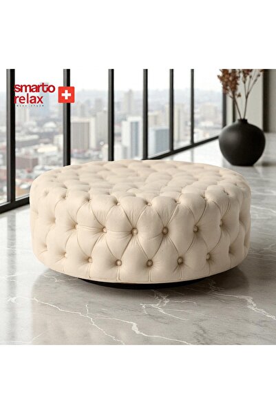 Smarto relax Evolene Kapitoneli Ayaksız Puf – Babyface Dekoratif 100x45 cm Mo...