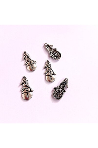 ElmaTrade 6 bucati charms /pandantive mici 23x14mm Craciun iarna snowman meta...