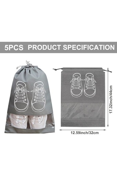 OEM Set 10 pungi pentru incaltaminte, JENUOS®, 44x32 cm, organizare pantofi, voiaj, Gri