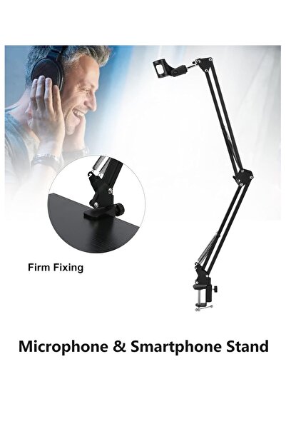 HALAMODO حامل ميكروفون قابل للتعديل، حامل مكتب، مشبك كاميرا ويب، حامل ثلاثي ا...