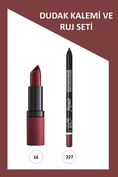 Golden Rose Velvet Matte No:16 Ruj & Emily No:227 Dudak Kalemi Seti