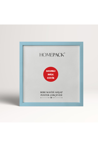 HOMEPACK 50X50 cm Light Blue Wooden Framed Poster Frame, 3 Pieces Blank Frame, Lightblue-Frame-50X50