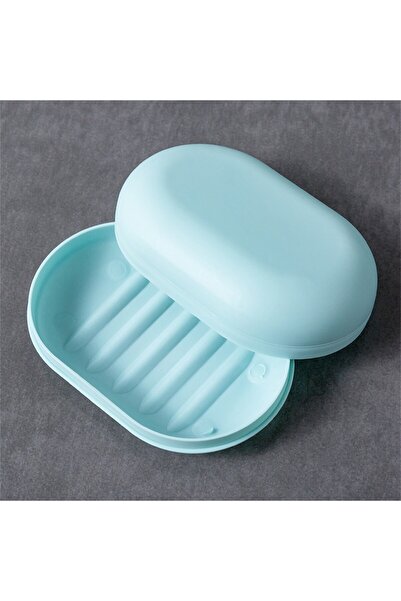 Choice صندوق صابون حمام بلاستيكي أزرق فاتح مع أغطية، صينية صابون صغيرة محمولة للسفر، تخزين الأطباق H