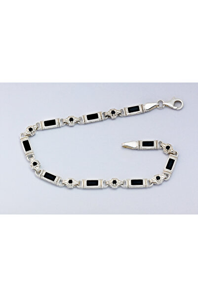 CHARMORA JEWELRY STUDİO 925 Ayar Gümüş Siyah Zirkon Taşlı Erkek Bileklik – Vi...