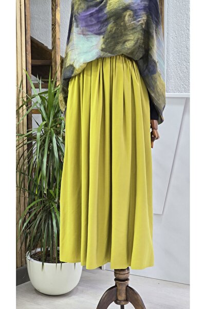 NANTİREA Long Olive Oil Green Skirt